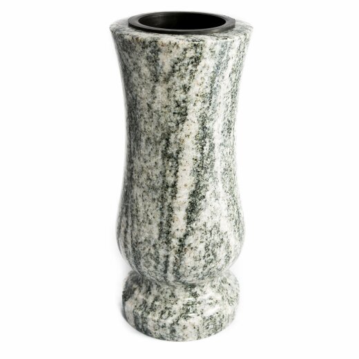 Stilvolle Grabvase aus echtem Granit Viscont White Höhe 28 cm / Ø 12 cm