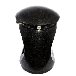 Kleine Grablampe Compact aus echtem Granit Schwedisch Black Höhe 17 cm / Ø 12,5 cm