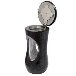 Stilvolle Grablampe Classic aus echtem Granit Schwedisch Black Höhe 25 cm / Ø 12,5 cm