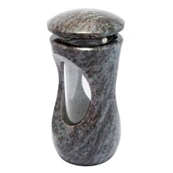 Stilvolle Grablampe Classic aus echtem Granit (dunkel) Höhe 25 cm / Ø 12,5 cm