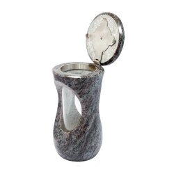 Stilvolle Grablampe Classic aus echtem Granit (dunkel) Höhe 25 cm / Ø 12,5 cm