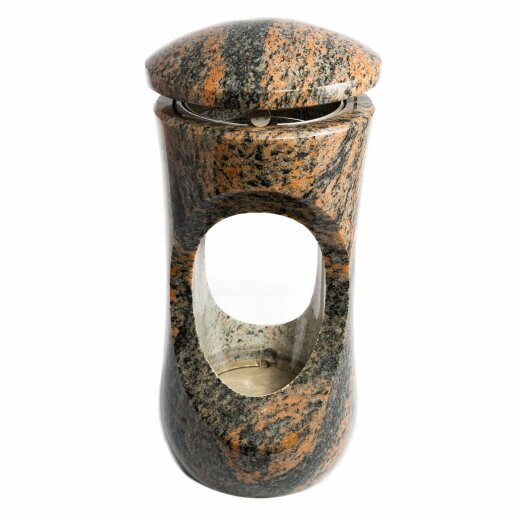 Stilvolle Grablampe Classic aus echtem Granit Gneis Barap Halmstad Höhe 25 cm / Ø 12,5 cm
