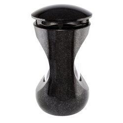 Hochwertige Grablampe Grande aus echtem Granit Schwedisch Black Höhe 26 cm / Ø 14,5 cm