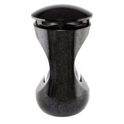 Hochwertige Grablampe Grande aus echtem Granit Schwedisch Black Höhe 26 cm / Ø 14,5 cm