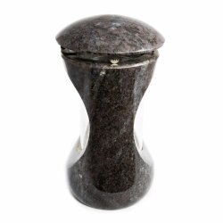 Hochwertige Grablampe Grande aus echtem Granit Orion (dunkel) H&ouml;he 26 cm / &Oslash; 14,5 cm