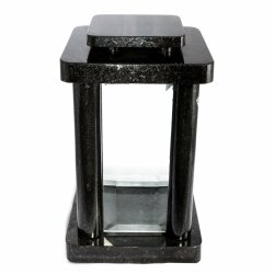 Hochwertige Grablampe Monument aus echtem Granit Schwedisch Black H&ouml;he 25,5 cm / Breite 14,5 cm / L&auml;nge 14,5 cm