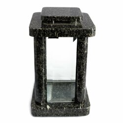 Hochwertige Grablampe Monument aus echtem Granit Impala (dunkel) Höhe 25,5 cm / Breite 14,5 cm / Länge 14,5 cm